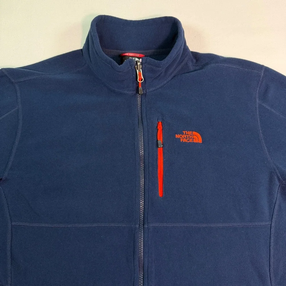 The North Face Mens Polartec Classic Full Zip Fleece Jacket Navy Blue Large
